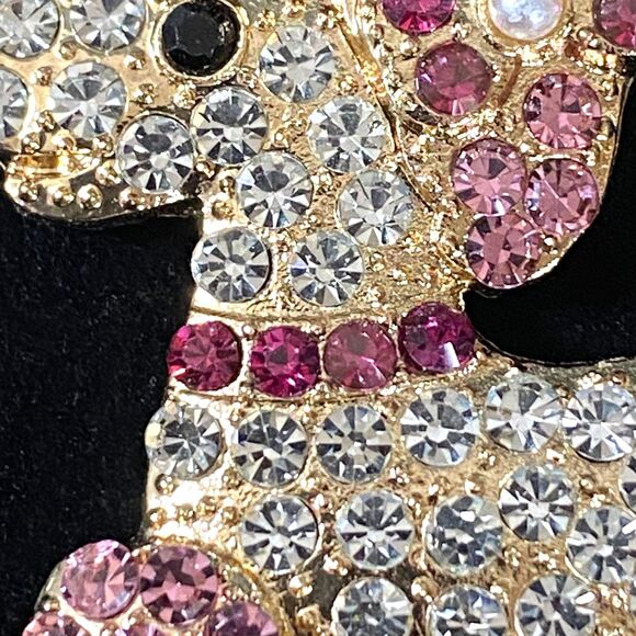 Poodle Rhinestone Charm Keychain Key Holder Pink White Gold Tone Metal New - Picture 6 of 11